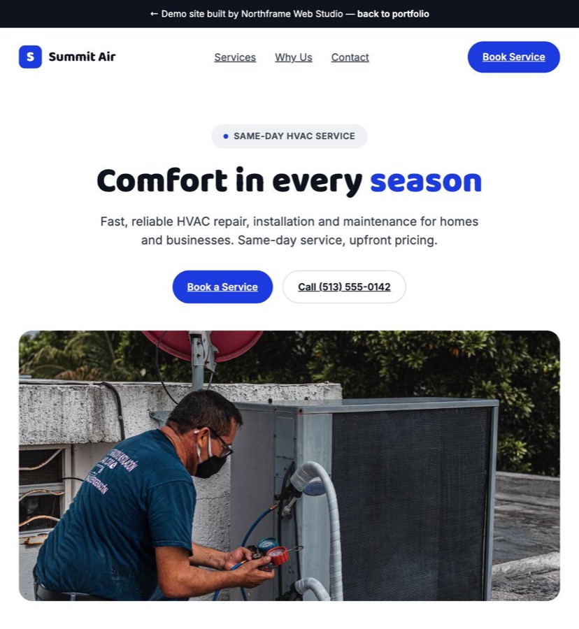 Summit Air demo site homepage