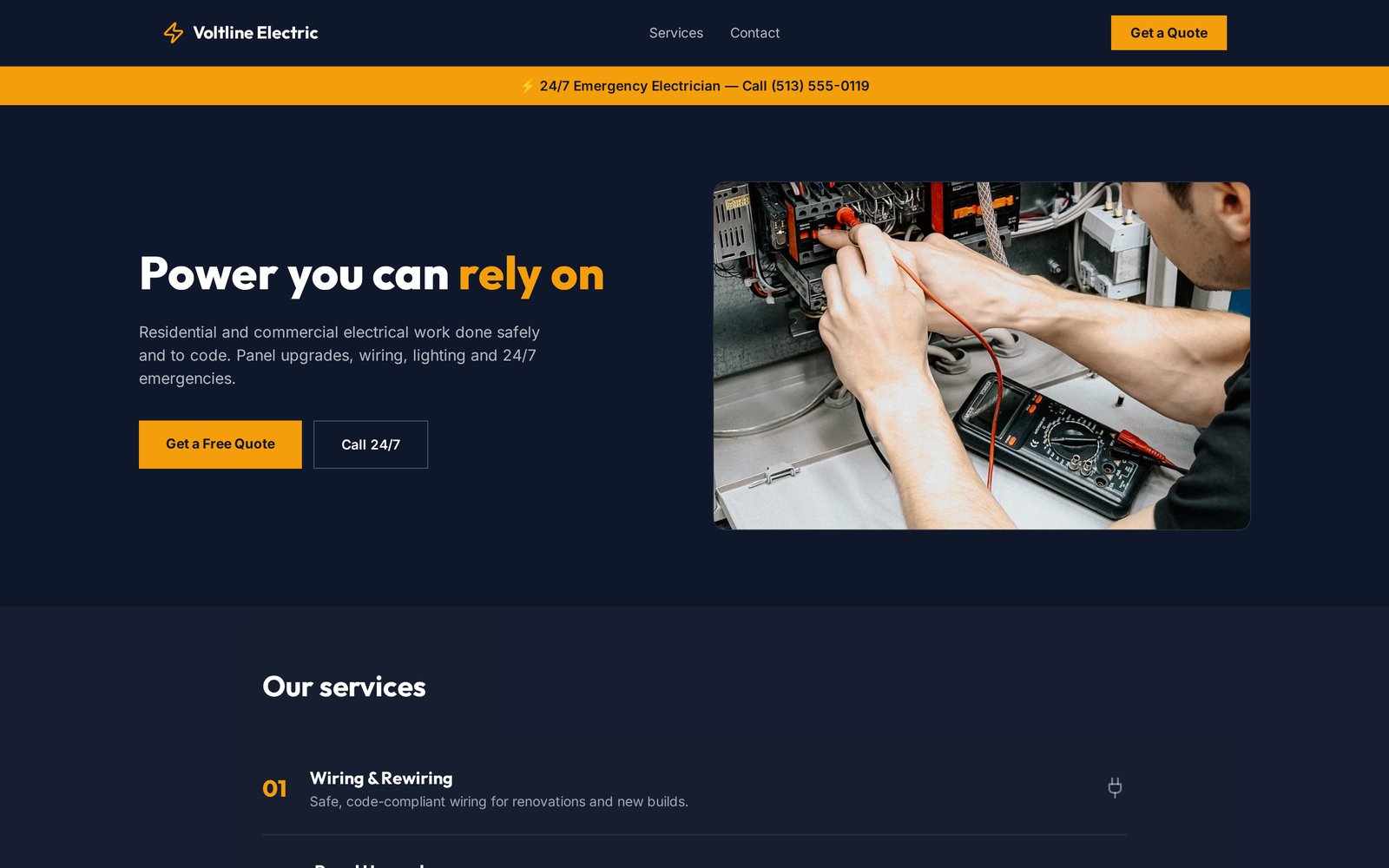 Voltline Electric website