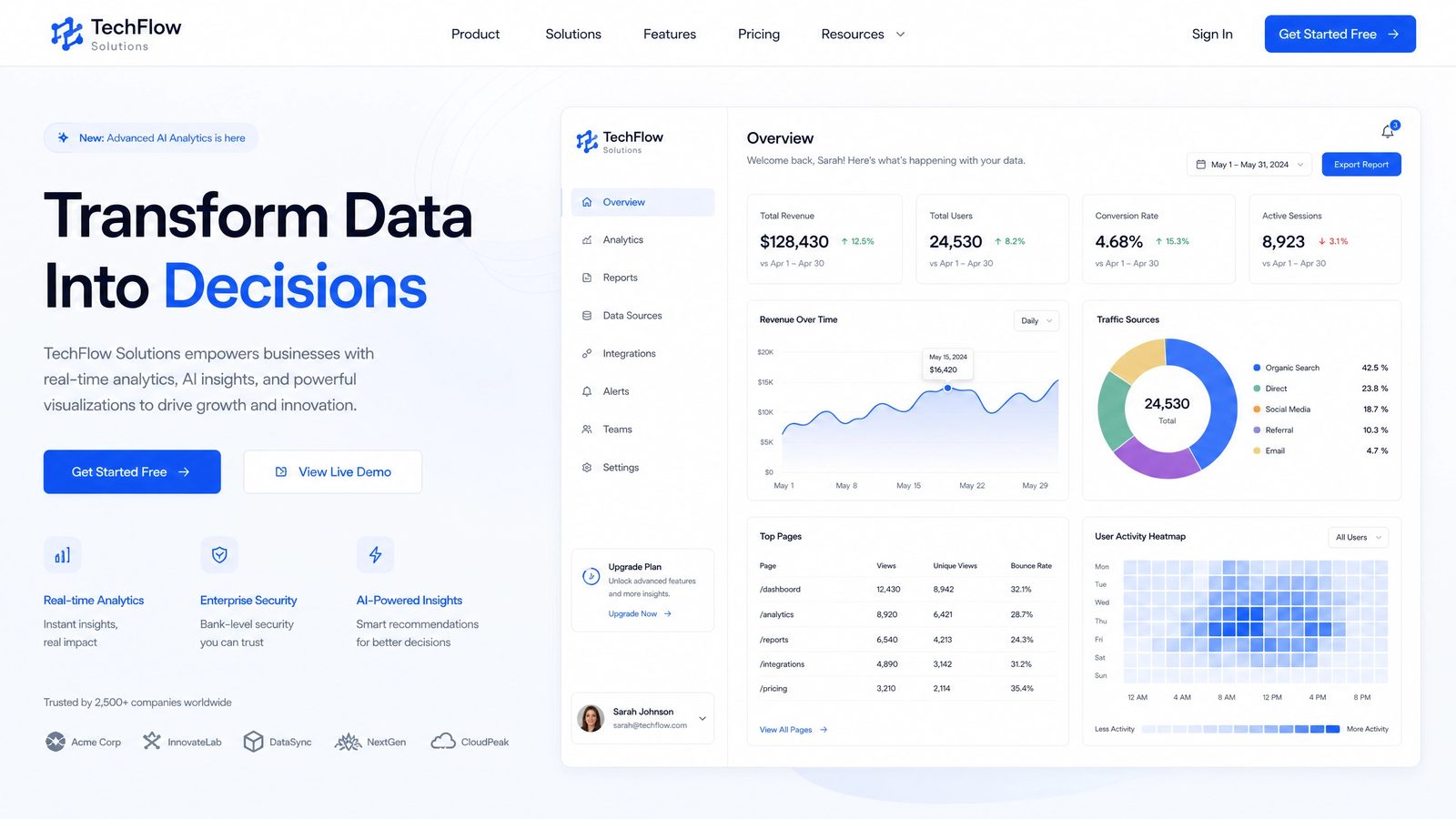 TechFlow Solutions website
